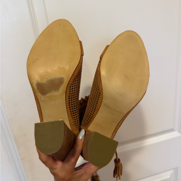 Marc Fisher Brown Lace-Up Peep-Toe Boots - Picture 5 of 5